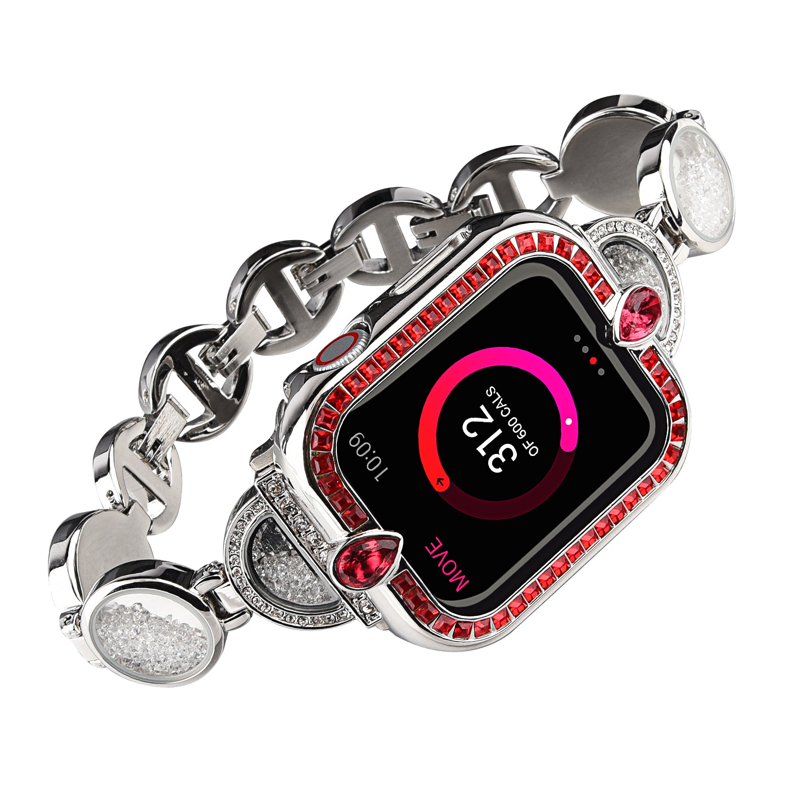 Stylish Rhinestones Decor Stainless Steel Band Smart Watch Wrist Strap for Apple Watch Series 8 41mm / Series 7 41mm / Watch Series 6 / 5 / 4 / SE / SE(2022) 40mm / Watch Series 1 / 2 / 3 38mm - Silver - UNIQBUY