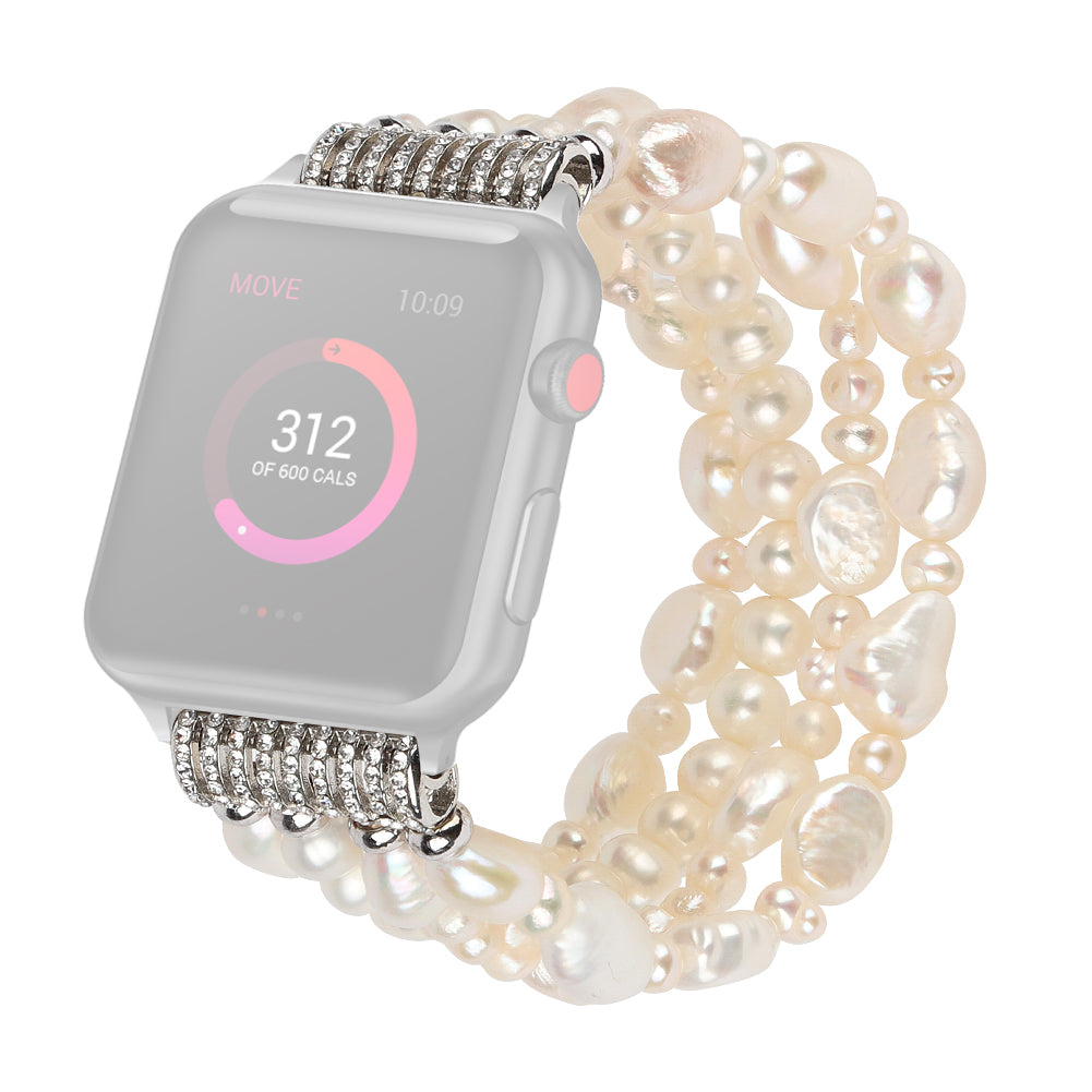 Crystal Pearls Bracelet Exquisite Stylish Watch Band for Apple Watch Series 8 41mm / Series 7 41mm / SE / SE(2022) / Series 6 / 5 / 4 40mm / Series 3 / 2 / 1 38mm - Pearl White - UNIQBUY