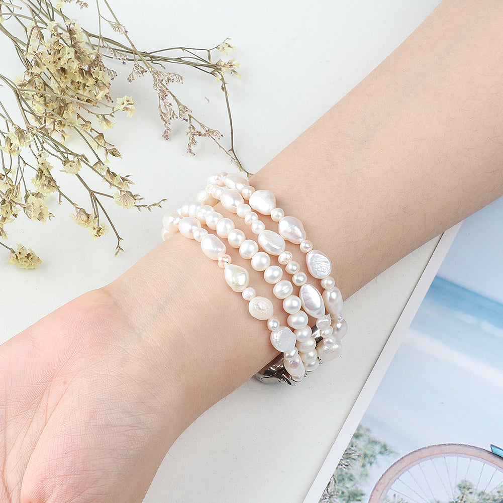 Crystal Pearls Bracelet Exquisite Stylish Watch Band for Apple Watch Series 8 41mm / Series 7 41mm / SE / SE(2022) / Series 6 / 5 / 4 40mm / Series 3 / 2 / 1 38mm - Pearl White - UNIQBUY