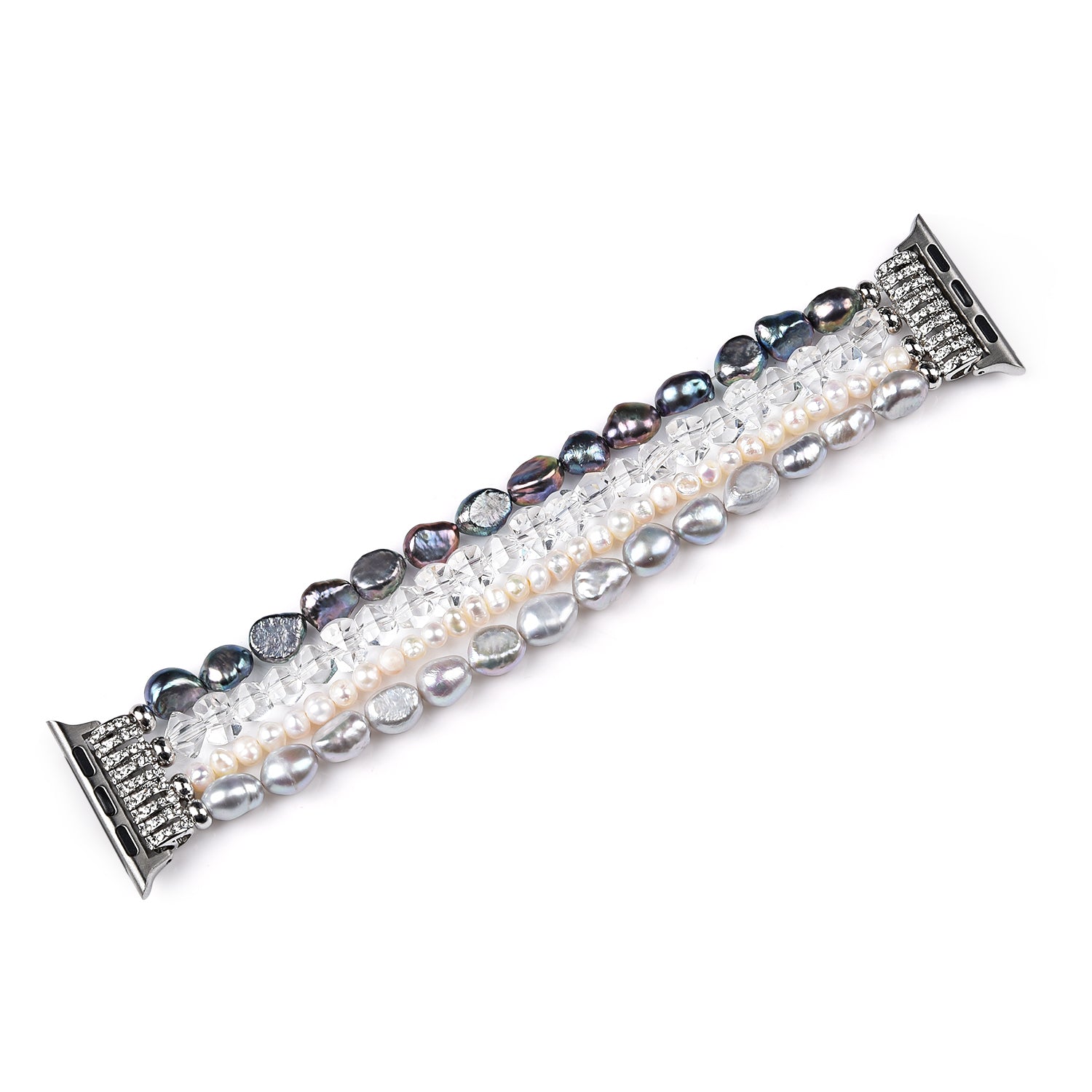 Crystal Pearls Bracelet Exquisite Stylish Watch Band for Apple Watch Series 8 41mm / Series 7 41mm / SE / SE(2022) / Series 6 / 5 / 4 40mm / Series 3 / 2 / 1 38mm - Pearl / White Crystal - UNIQBUY