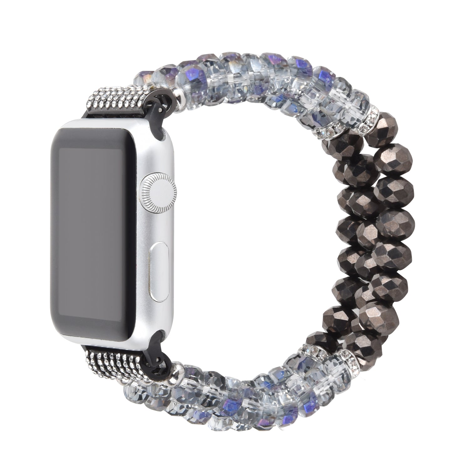 Crystal Pearls Bracelet Exquisite Stylish Watch Band for Apple Watch Series 8 41mm / Series 7 41mm / SE / SE(2022) / Series 6 / 5 / 4 40mm / Series 3 / 2 / 1 38mm - Crystal Grey - UNIQBUY