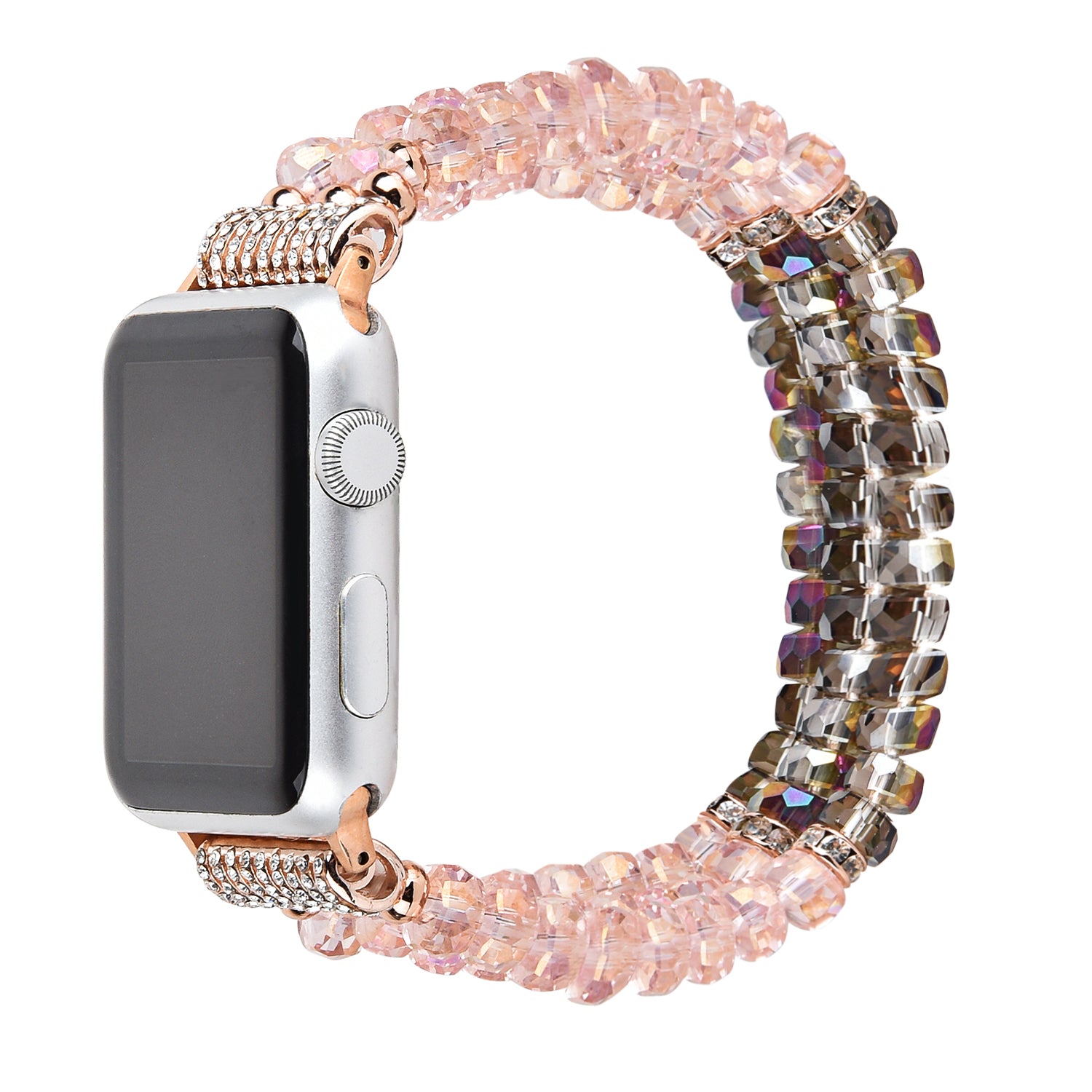Crystal Pearls Bracelet Exquisite Stylish Watch Band for Apple Watch Series 8 41mm / Series 7 41mm / SE / SE(2022) / Series 6 / 5 / 4 40mm / Series 3 / 2 / 1 38mm - Crystal Pink - UNIQBUY