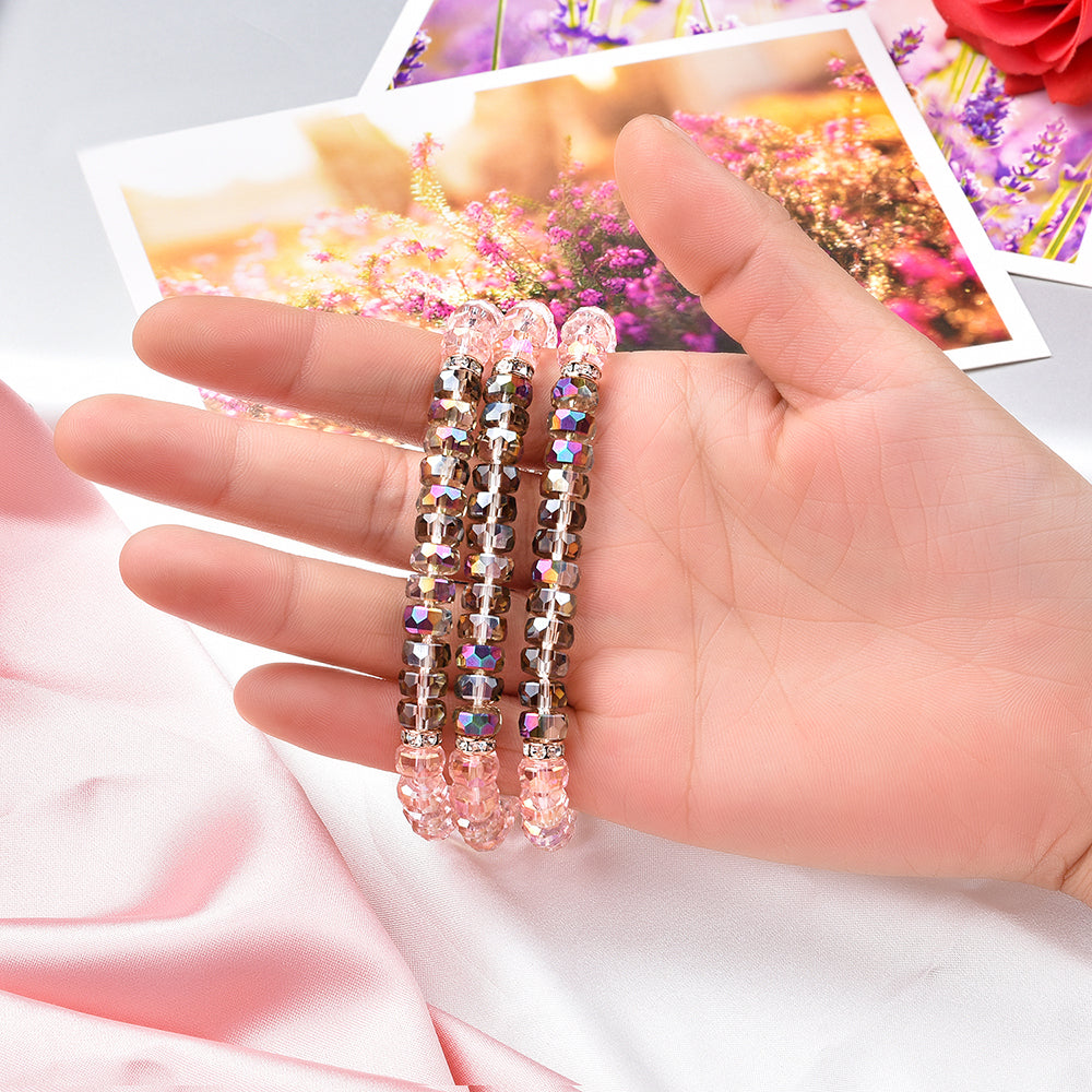 Crystal Pearls Bracelet Exquisite Stylish Watch Band for Apple Watch Series 8 41mm / Series 7 41mm / SE / SE(2022) / Series 6 / 5 / 4 40mm / Series 3 / 2 / 1 38mm - Crystal Pink - UNIQBUY