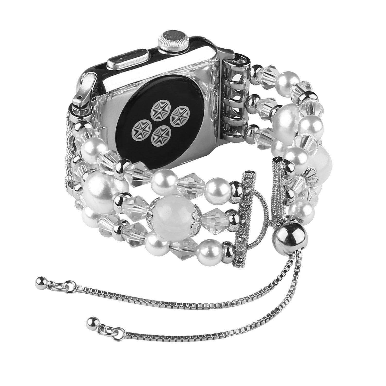 Stylish Agate Pearl Watch Strap Replacement Band for Apple Watch Series 8 41mm / Series 7 41mm / Apple Watch Series 1 / 2 / 3 38mm / Apple Watch Series SE / SE(2022) / 6 / 5 / 4 40mm - Agate / White - UNIQBUY