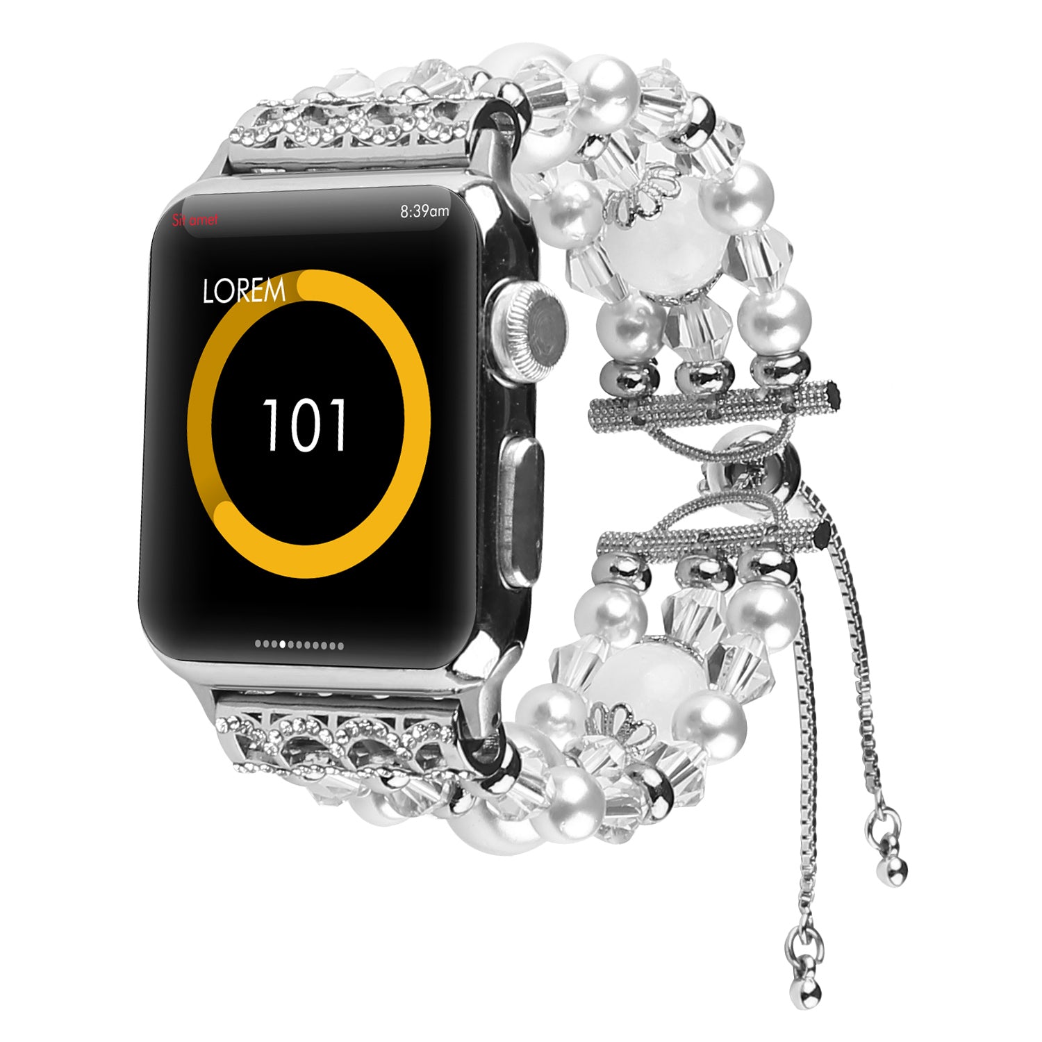 Stylish Agate Pearl Watch Strap Replacement Band for Apple Watch Series 8 41mm / Series 7 41mm / Apple Watch Series 1 / 2 / 3 38mm / Apple Watch Series SE / SE(2022) / 6 / 5 / 4 40mm - Agate / White - UNIQBUY