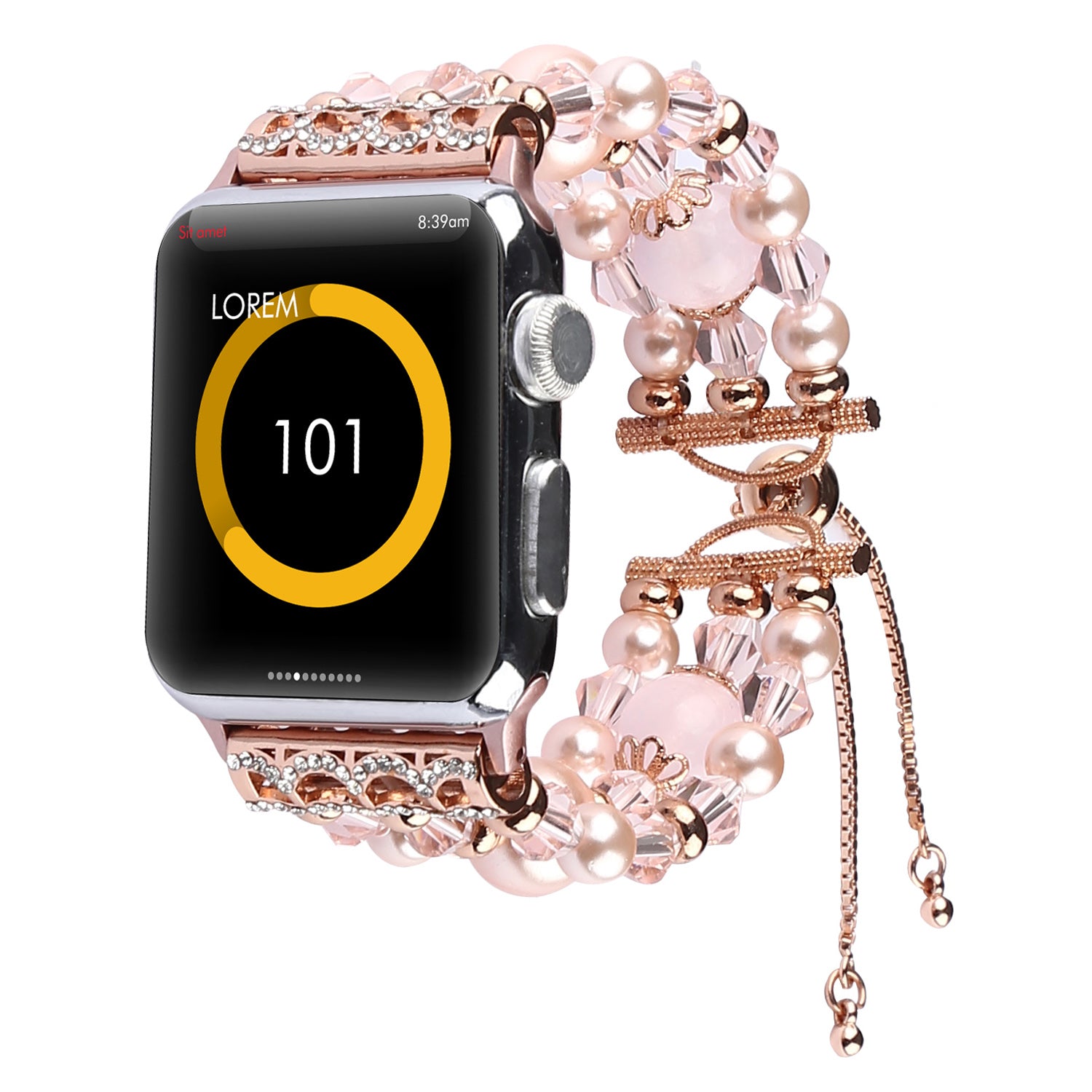 Stylish Agate Pearl Watch Strap Replacement Band for Apple Watch Series 8 41mm / Series 7 41mm / Apple Watch Series 1 / 2 / 3 38mm / Apple Watch Series SE / SE(2022) / 6 / 5 / 4 40mm - Agate / Pink - UNIQBUY