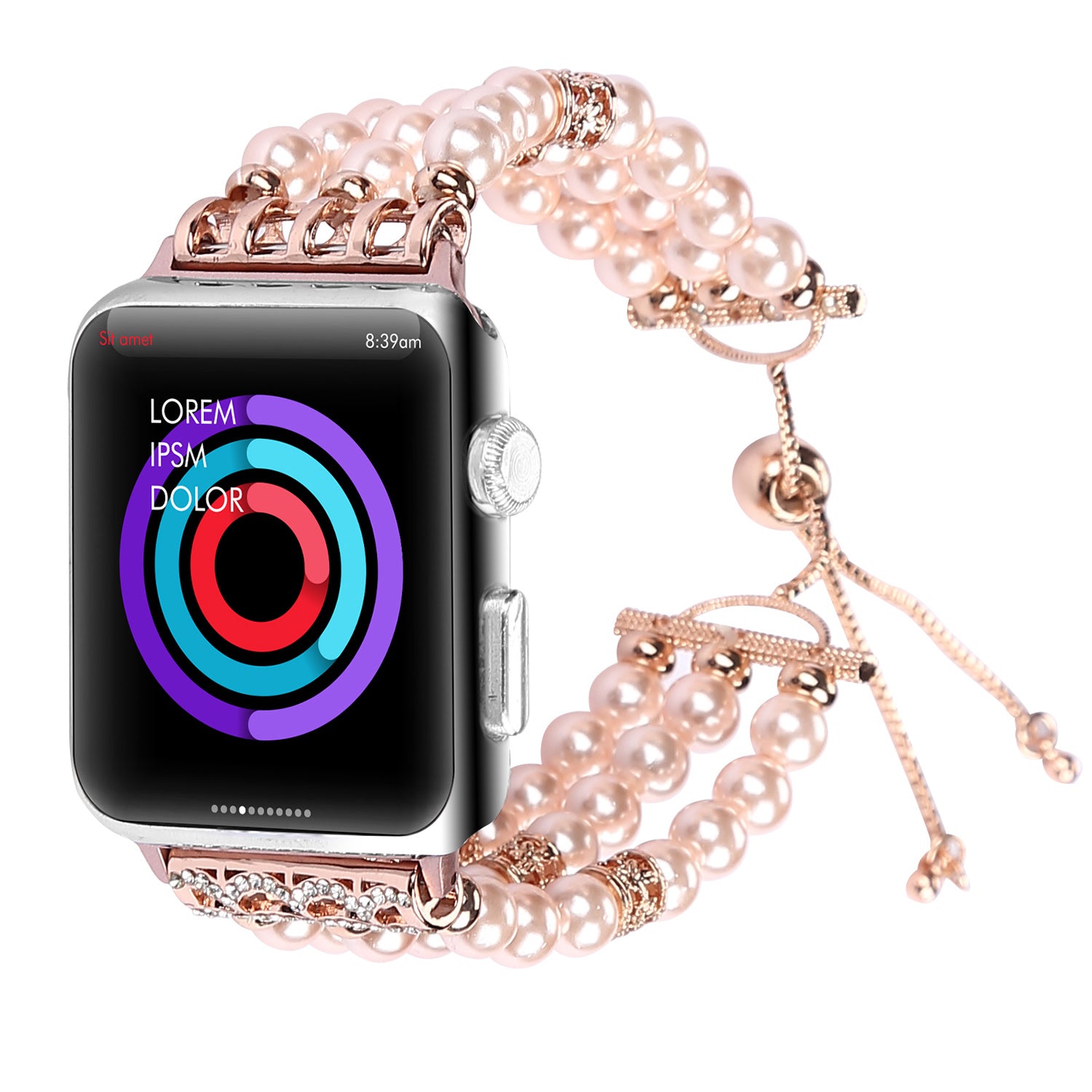 Stylish Agate Pearl Watch Strap Replacement Band for Apple Watch Series 8 41mm / Series 7 41mm / Apple Watch Series 1 / 2 / 3 38mm / Apple Watch Series SE / SE(2022) / 6 / 5 / 4 40mm - Pearl / Pink - UNIQBUY