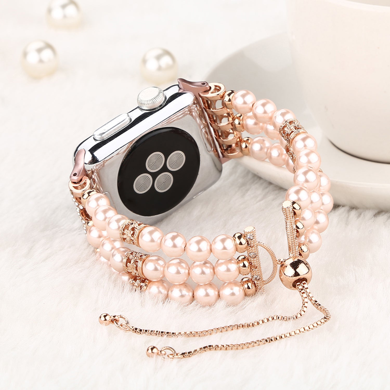 Stylish Agate Pearl Watch Strap Replacement Band for Apple Watch Series 8 41mm / Series 7 41mm / Apple Watch Series 1 / 2 / 3 38mm / Apple Watch Series SE / SE(2022) / 6 / 5 / 4 40mm - Pearl / Pink - UNIQBUY