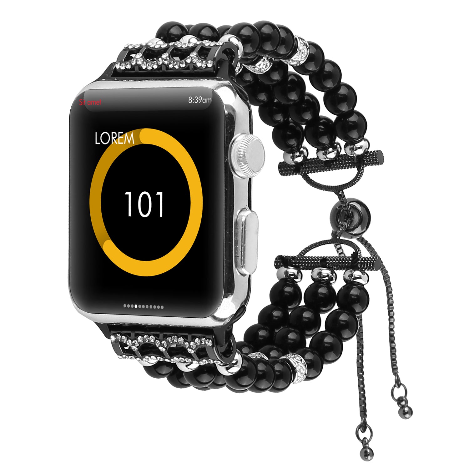 Stylish Agate Pearl Watch Strap Replacement Band for Apple Watch Series 8 41mm / Series 7 41mm / Apple Watch Series 1 / 2 / 3 38mm / Apple Watch Series SE / SE(2022) / 6 / 5 / 4 40mm - Pearl / Black - UNIQBUY
