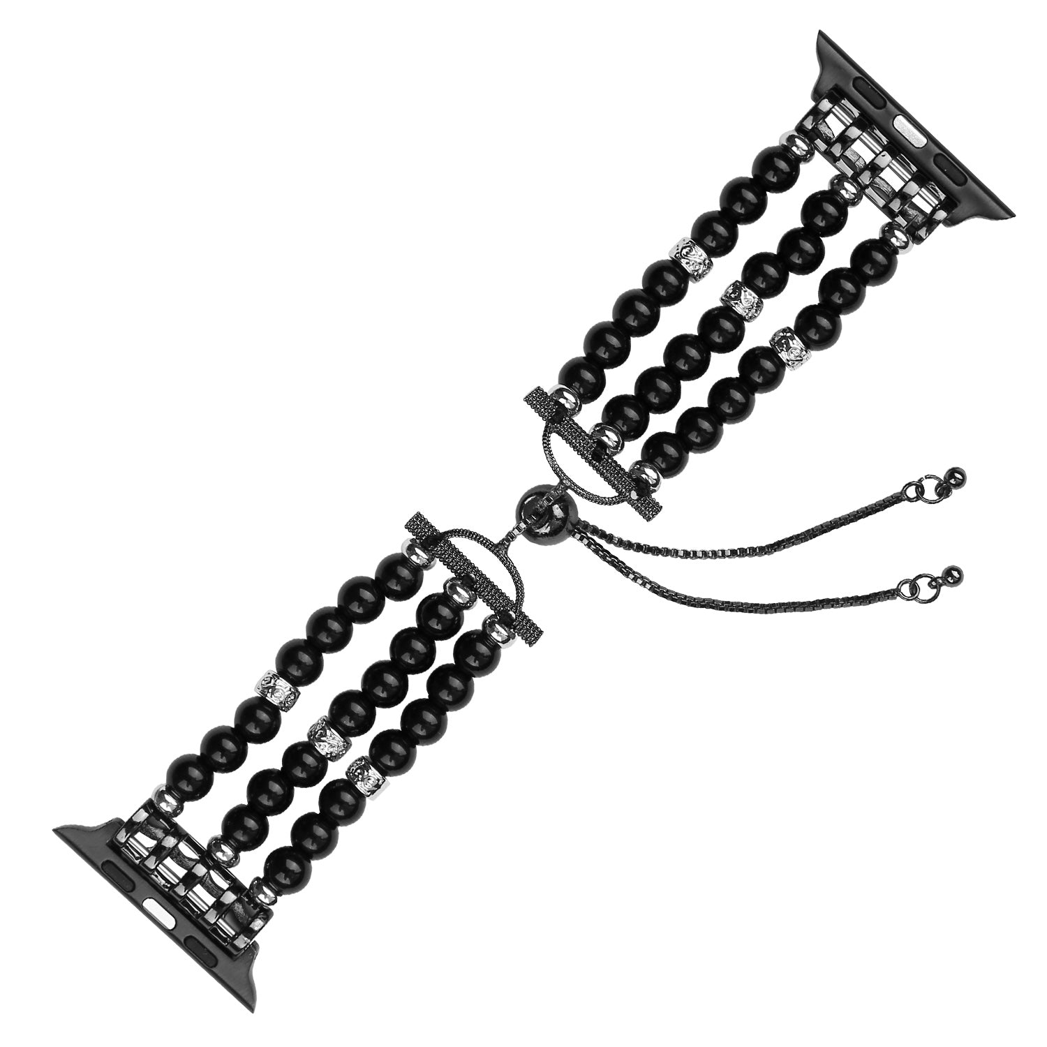 Fashionable Agate Pearl Smart Bracelet Smart Watch Strap for Apple Watch Ultra 49mm / Series 8 45mm / 7 45mm / Apple Watch Series 1 / 2 / 3 42mm / SE 44mm / SE (2022) 44mm / 6 / 5 / 4 44mm - Pearl / Black - UNIQBUY