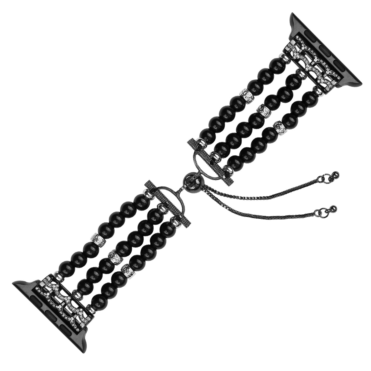 Fashionable Agate Pearl Smart Bracelet Smart Watch Strap for Apple Watch Ultra 49mm / Series 8 45mm / 7 45mm / Apple Watch Series 1 / 2 / 3 42mm / SE 44mm / SE (2022) 44mm / 6 / 5 / 4 44mm - Pearl / Black - UNIQBUY