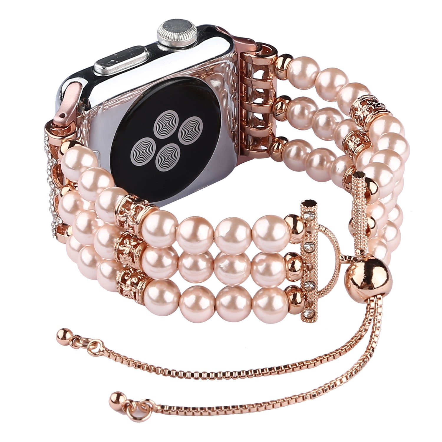 Fashionable Agate Pearl Smart Bracelet Smart Watch Strap for Apple Watch Ultra 49mm / Series 8 45mm / 7 45mm / Apple Watch Series 1 / 2 / 3 42mm / SE 44mm / SE (2022) 44mm / 6 / 5 / 4 44mm - Pearl / Pink - UNIQBUY