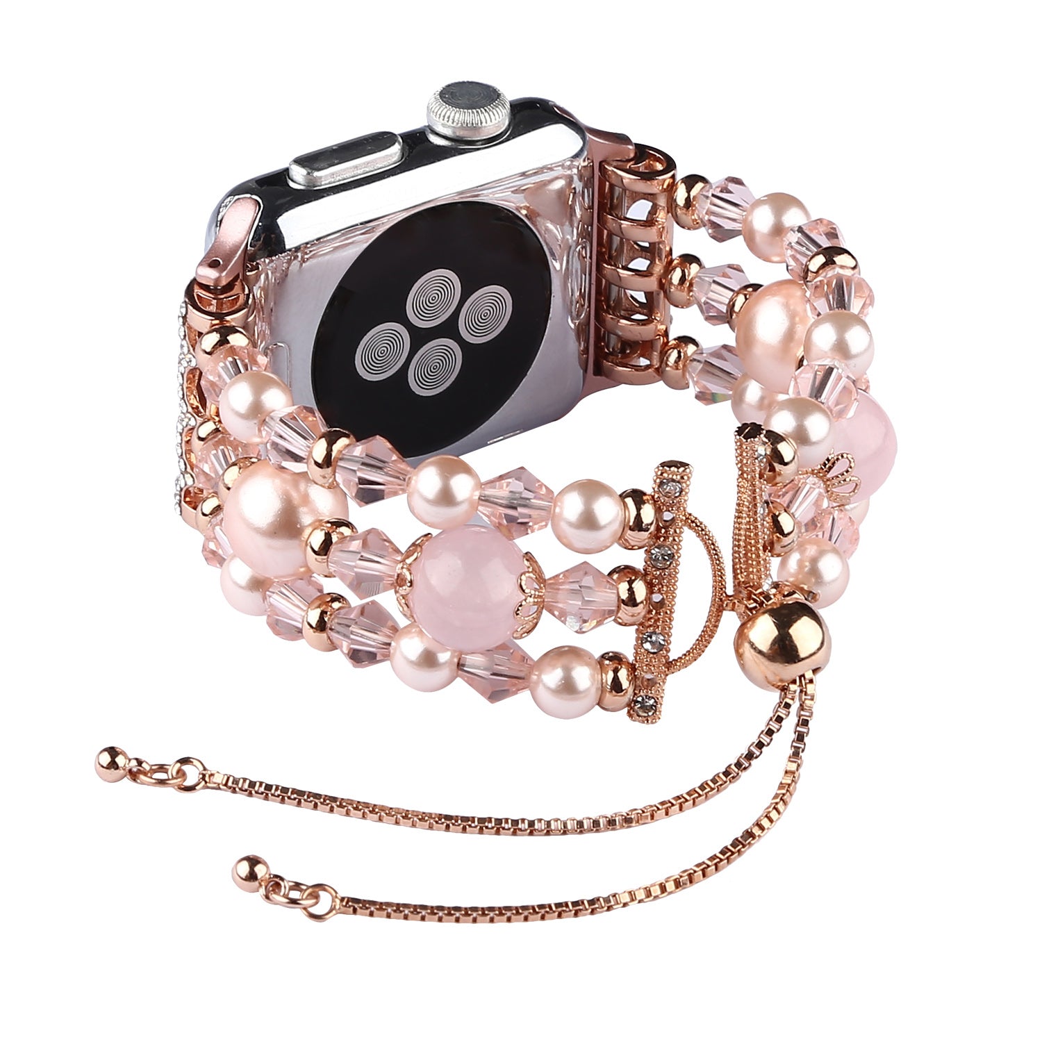Fashionable Agate Pearl Smart Bracelet Smart Watch Strap for Apple Watch Ultra 49mm / Series 8 45mm / 7 45mm / Apple Watch Series 1 / 2 / 3 42mm / SE 44mm / SE (2022) 44mm / 6 / 5 / 4 44mm - Agate / Pink - UNIQBUY