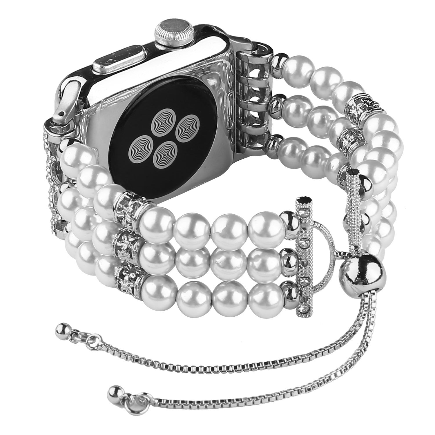 Fashionable Agate Pearl Smart Bracelet Smart Watch Strap for Apple Watch Ultra 49mm / Series 8 45mm / 7 45mm / Apple Watch Series 1 / 2 / 3 42mm / SE 44mm / SE (2022) 44mm / 6 / 5 / 4 44mm - Pearl / White - UNIQBUY