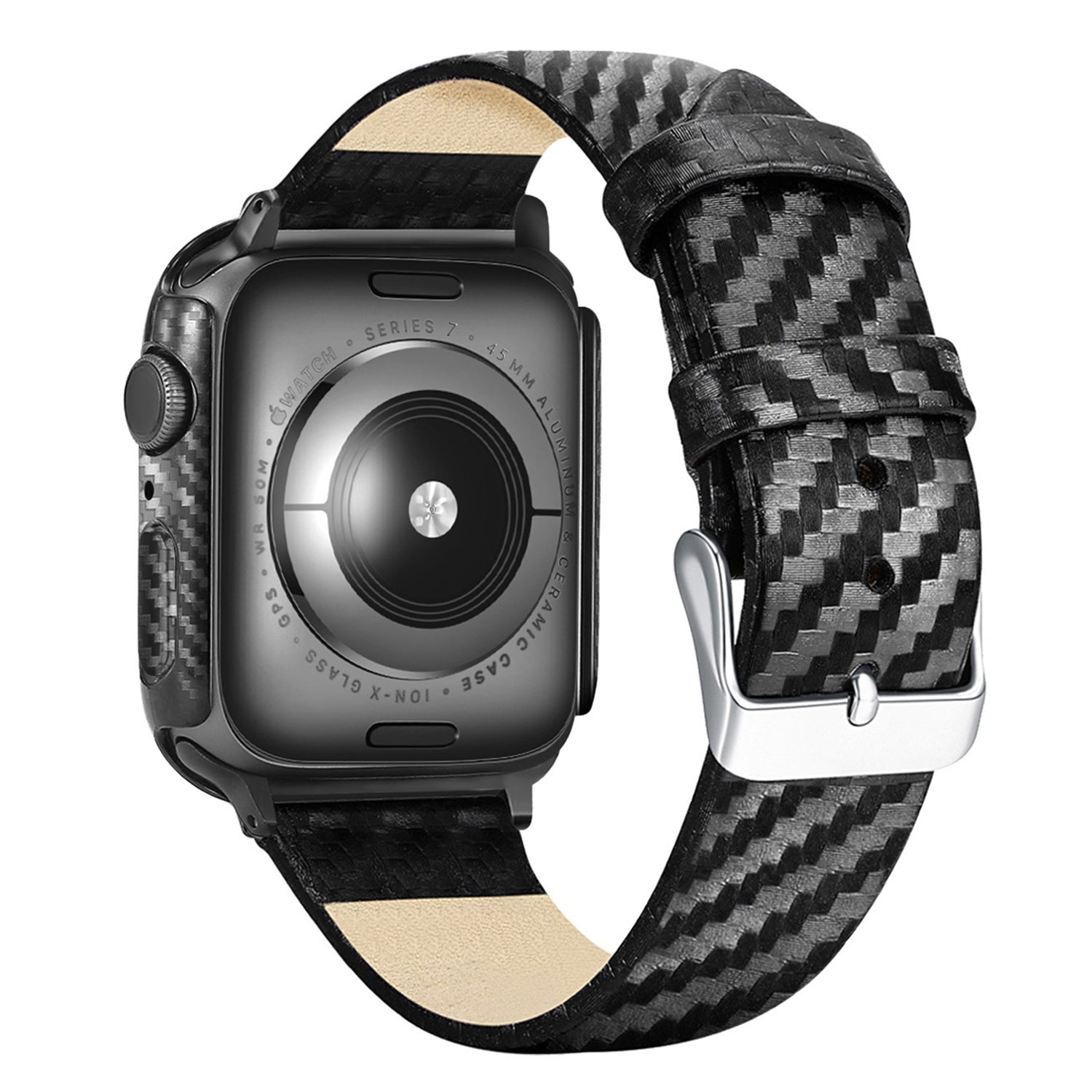 Carbon Fiber PC Watch Case Cover + Genuine Leather Adjustable Watchband for Apple Watch SE 40mm / Watch Series 4/5/6 40mm - UNIQBUY