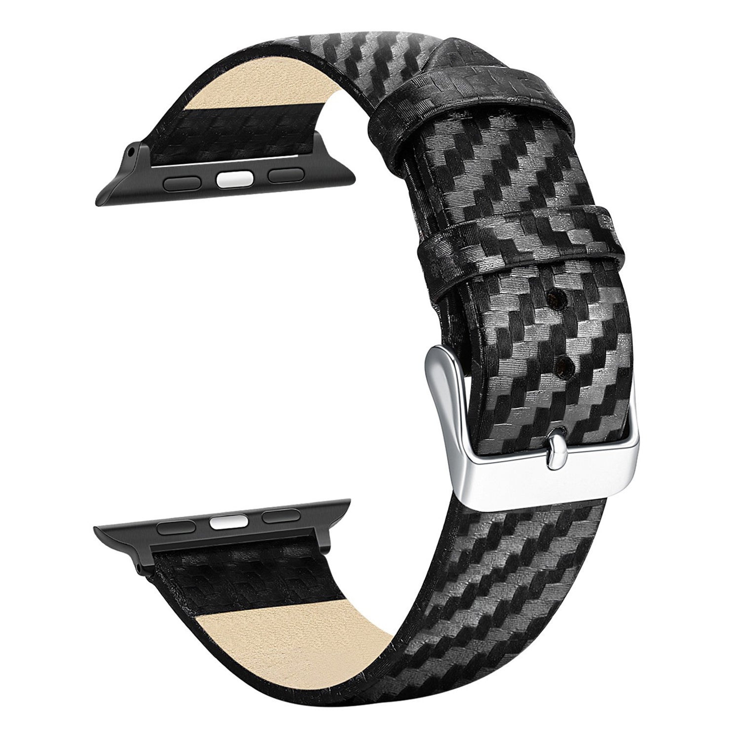 Carbon Fiber PC Watch Case Cover + Genuine Leather Adjustable Watchband for Apple Watch SE 40mm / Watch Series 4/5/6 40mm - UNIQBUY
