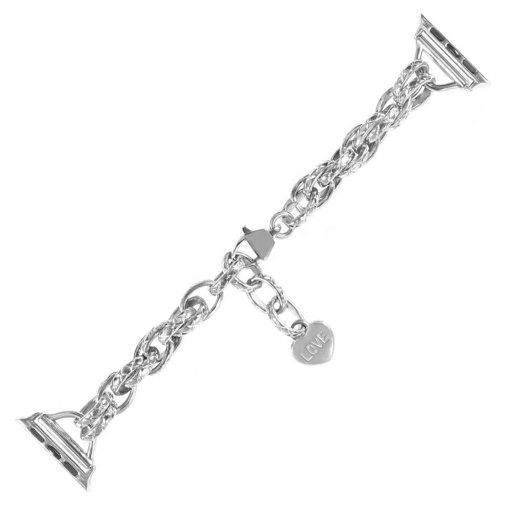 For Apple Watch Series 8 41mm / Series 7 41mm / Watch SE / SE(2022) / Series 6 / 5 / 4 40mm / Series 3 / 2 / 1 38mm Stainless Steel Watch Strap Replacement Bracelet with Pendant - Silver - UNIQBUY