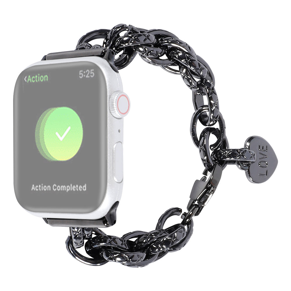 For Apple Watch Ultra 49mm / Series 8 45mm / 7 45mm / Watch SE 44mm / SE (2022) 44mm / Series 6 / 5 / 4 44mm / Series 3 / 2 / 1 42mm Watch Strap Stainless Steel 22mm Smart Watch Bracelet - Black - UNIQBUY