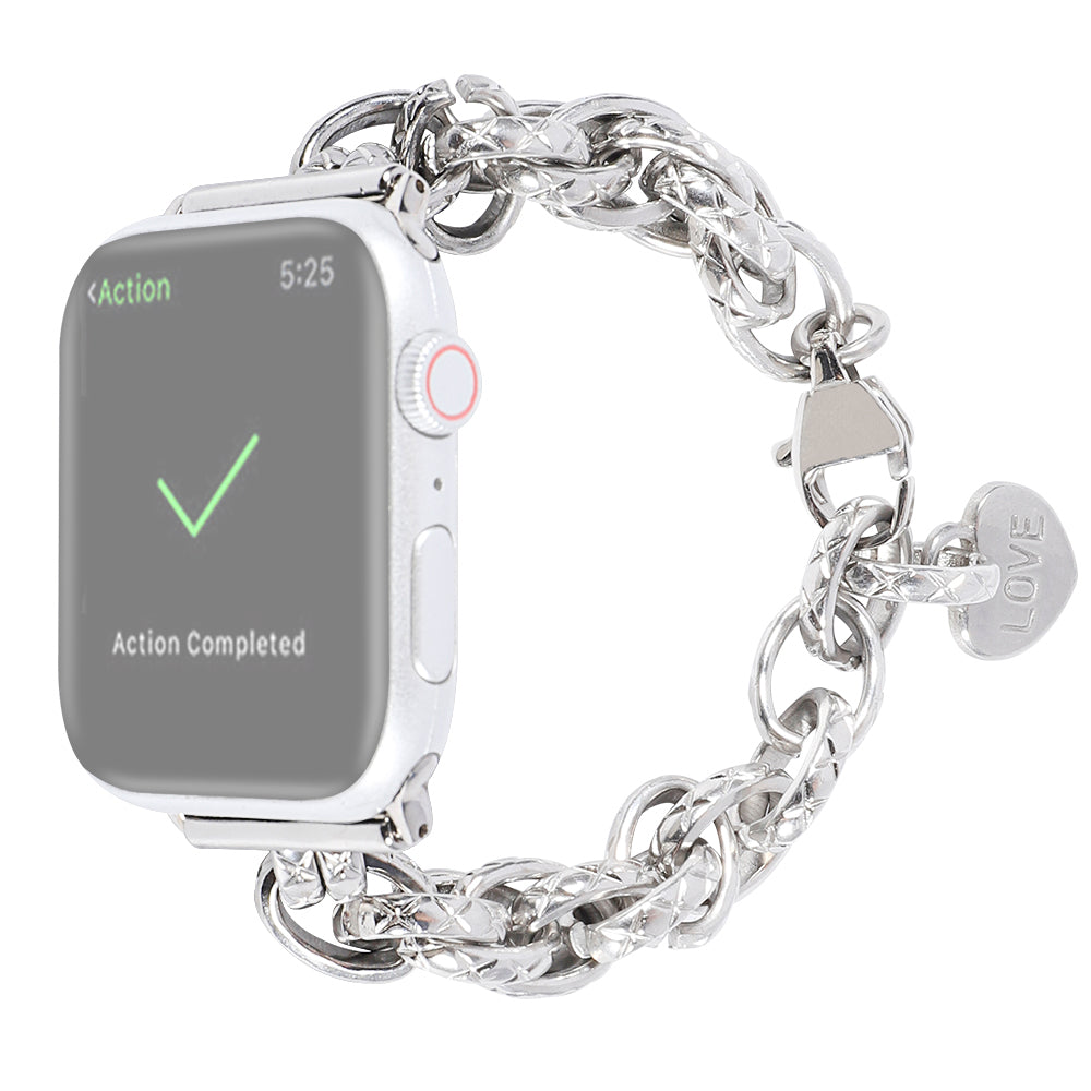For Apple Watch Ultra 49mm / Series 8 45mm / 7 45mm / Watch SE 44mm / SE (2022) 44mm / Series 6 / 5 / 4 44mm / Series 3 / 2 / 1 42mm Watch Strap Stainless Steel 22mm Smart Watch Bracelet - Silver - UNIQBUY