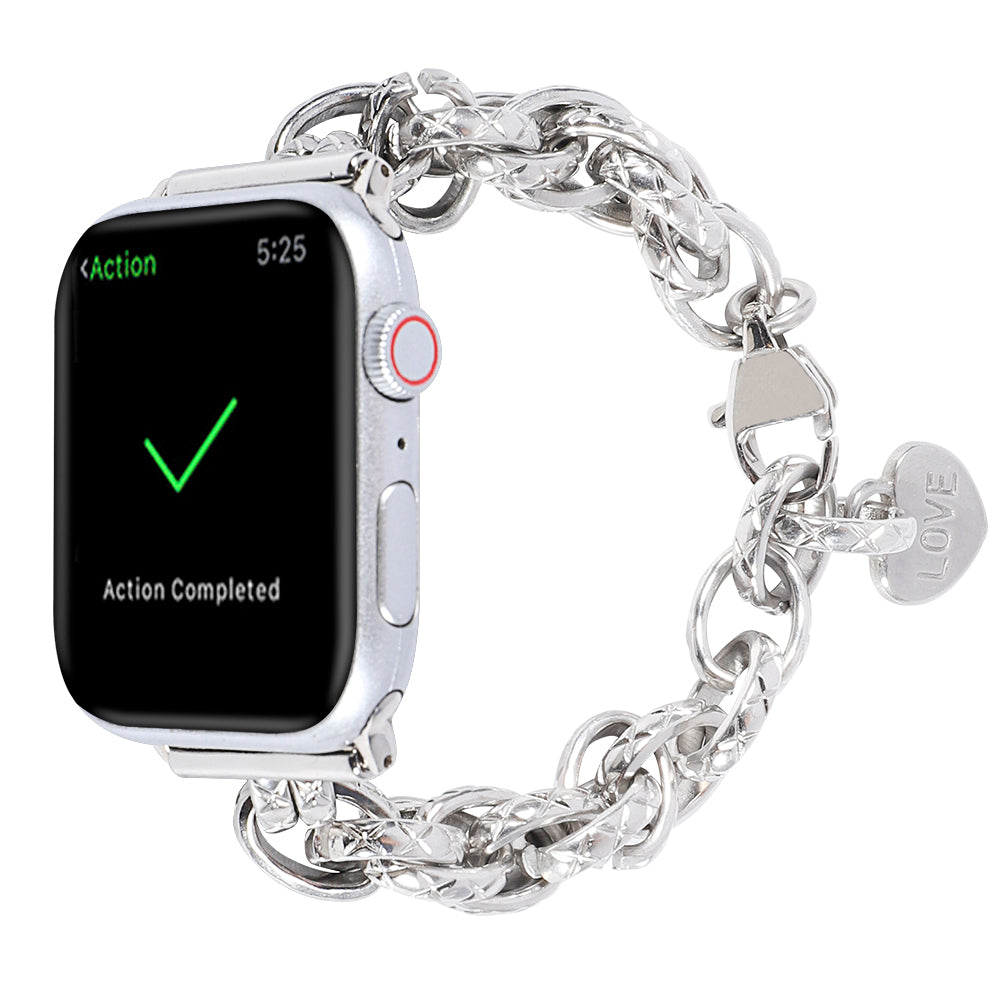 For Apple Watch Ultra 49mm / Series 8 45mm / 7 45mm / Watch SE 44mm / SE (2022) 44mm / Series 6 / 5 / 4 44mm / Series 3 / 2 / 1 42mm Watch Strap Stainless Steel 22mm Smart Watch Bracelet - Silver - UNIQBUY