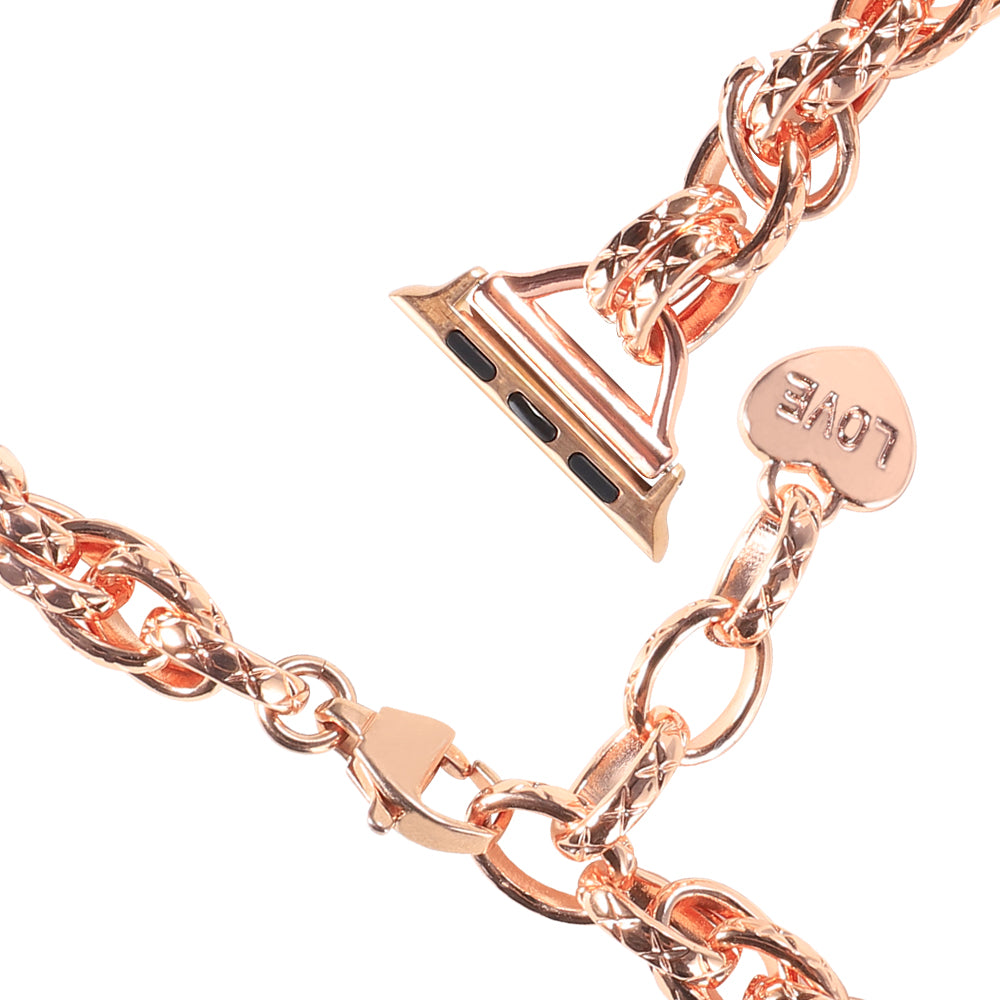 For Apple Watch Ultra 49mm / Series 8 45mm / 7 45mm / Watch SE 44mm / SE (2022) 44mm / Series 6 / 5 / 4 44mm / Series 3 / 2 / 1 42mm Watch Strap Stainless Steel 22mm Smart Watch Bracelet - Rose Gold - UNIQBUY
