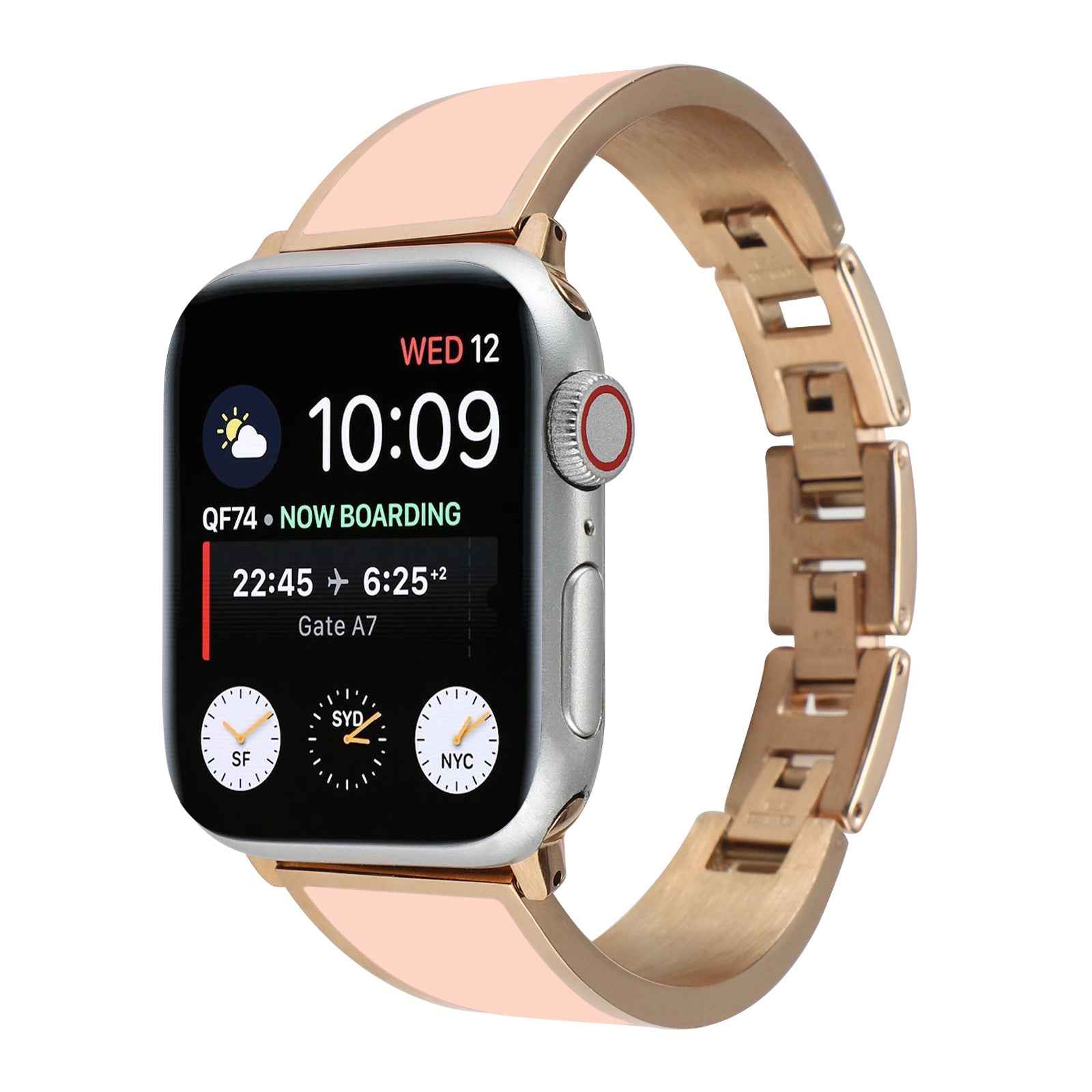 For Apple Watch Series 1 / 2 / 3 38mm / SE / SE(2022) / Series 4 / 5 / 6 40mm / Series 7 41mm / Series 8 41mm Chain Splicing Stainless Steel Watchband Watch Strap - Pink