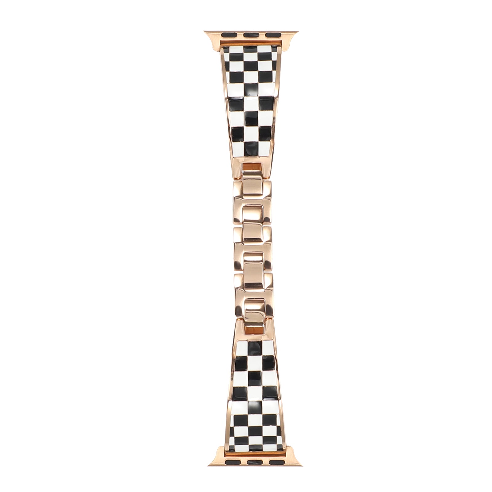 For Apple Watch Series 1 / 2 / 3 38mm / SE / SE(2022) / Series 4 / 5 / 6 40mm / Series 7 41mm / Series 8 41mm Chain Splicing Stainless Steel Watchband Watch Strap - Black White Grid - UNIQBUY