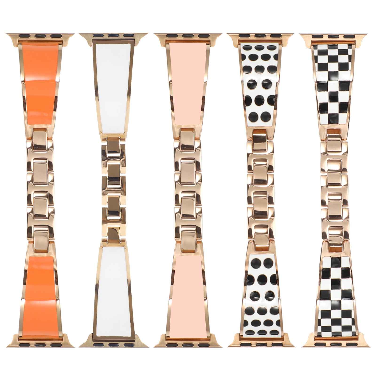 For Apple Watch Series 1 / 2 / 3 38mm / SE / SE(2022) / Series 4 / 5 / 6 40mm / Series 7 41mm / Series 8 41mm Chain Splicing Stainless Steel Watchband Watch Strap - Black Spot