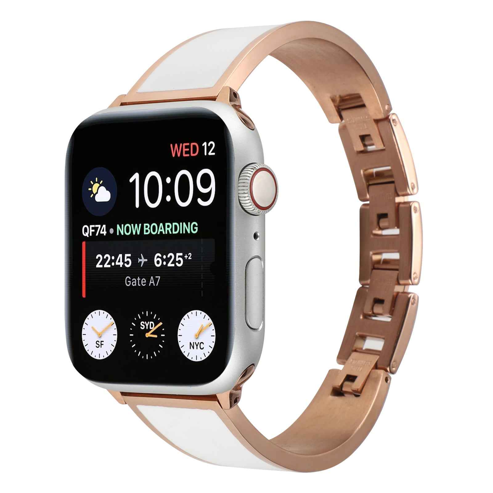 For Apple Watch Series 1 / 2 / 3 42mm / SE / Series 4 / 5 / 6 44mm / Series 7 45mm / Series 8 45mm Chain Style Bracelet Stainless Steel Watchband Watch Strap - White