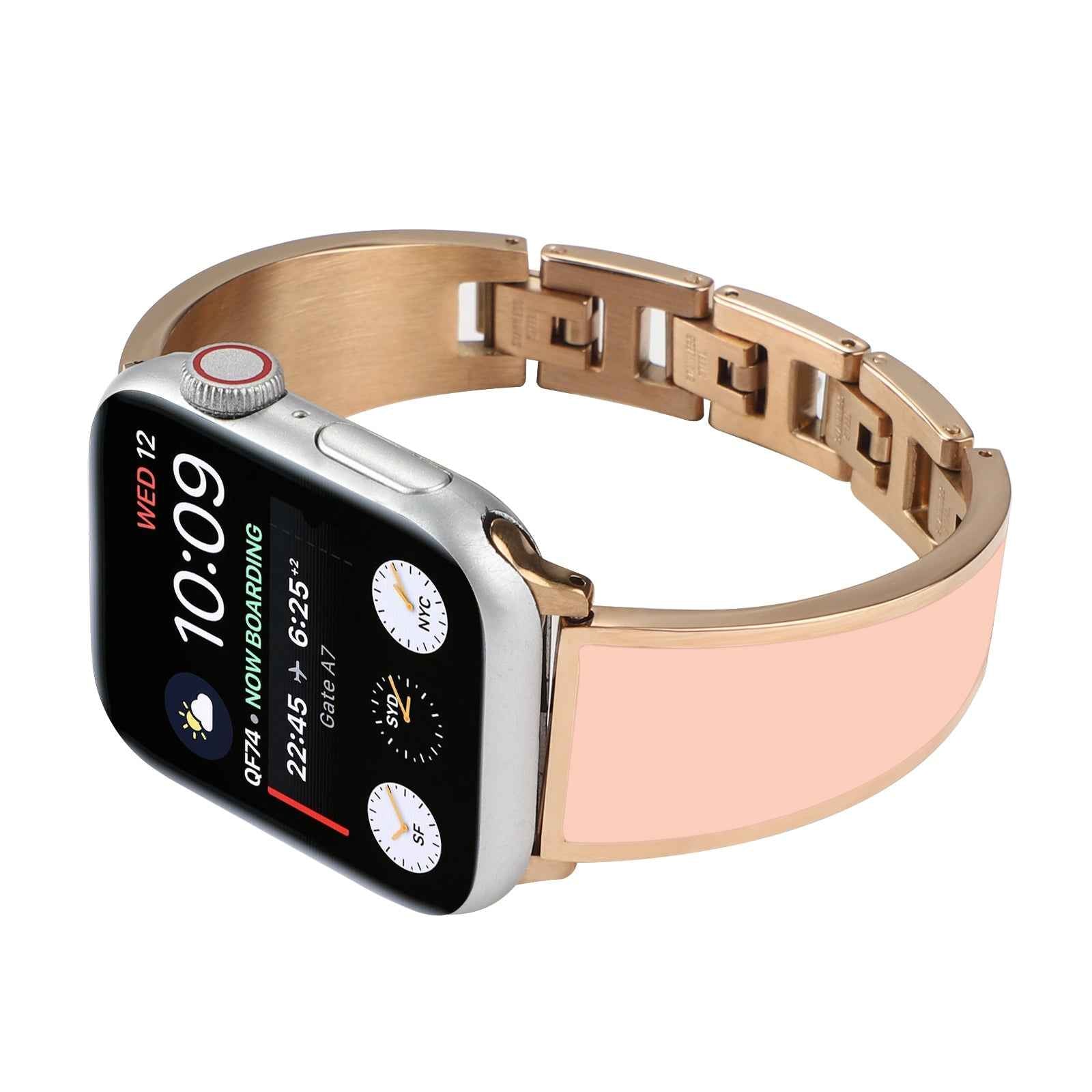 For Apple Watch Series 1 / 2 / 3 42mm / SE / Series 4 / 5 / 6 44mm / Series 7 45mm / Series 8 45mm Chain Style Bracelet Stainless Steel Watchband Watch Strap - Pink