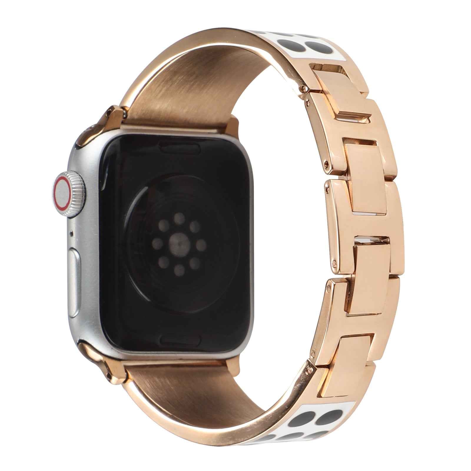For Apple Watch Series 1 / 2 / 3 42mm / SE / Series 4 / 5 / 6 44mm / Series 7 45mm / Series 8 45mm Chain Style Bracelet Stainless Steel Watchband Watch Strap - Black Spot