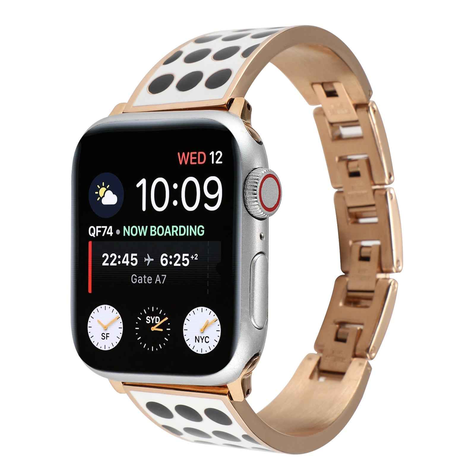 For Apple Watch Series 1 / 2 / 3 42mm / SE / Series 4 / 5 / 6 44mm / Series 7 45mm / Series 8 45mm Chain Style Bracelet Stainless Steel Watchband Watch Strap - Black Spot