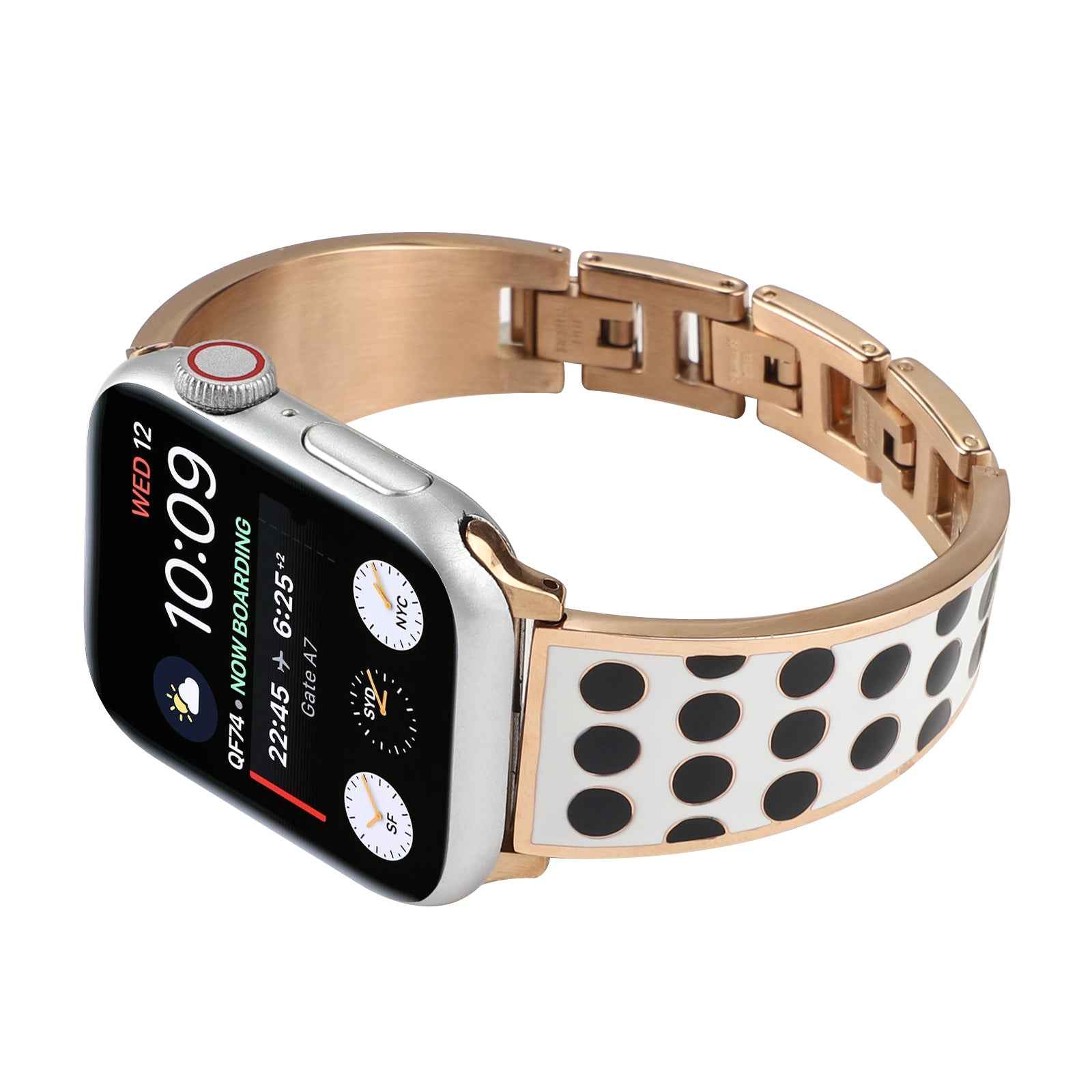 For Apple Watch Series 1 / 2 / 3 42mm / SE / Series 4 / 5 / 6 44mm / Series 7 45mm / Series 8 45mm Chain Style Bracelet Stainless Steel Watchband Watch Strap - Black Spot