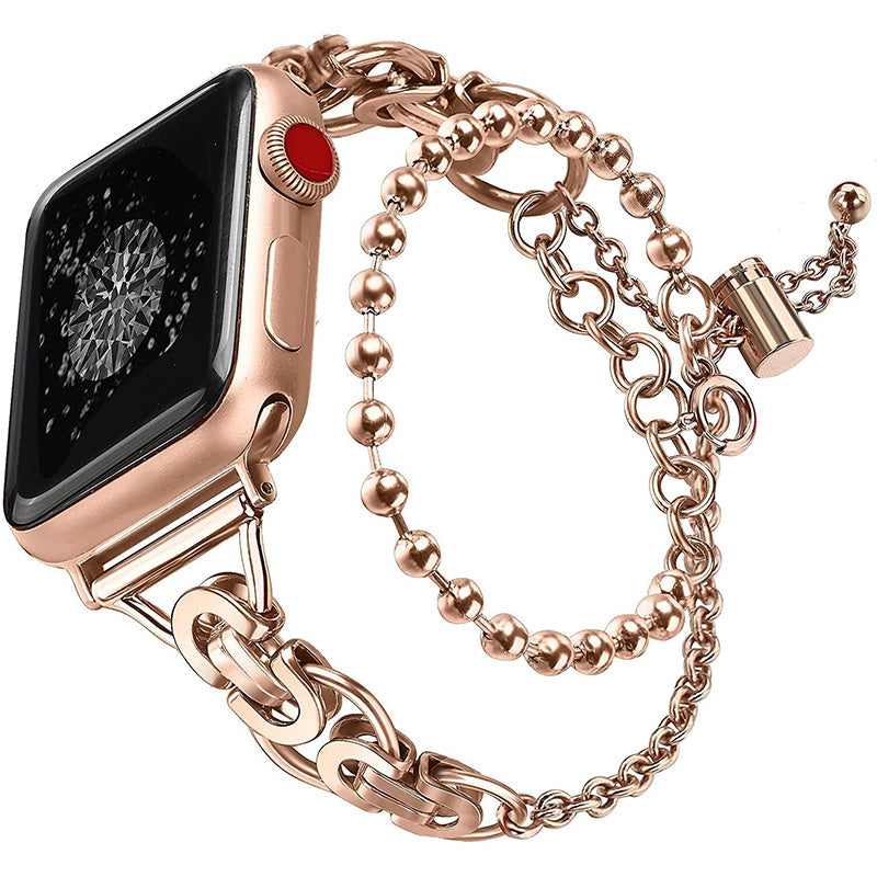 For Apple Watch Series 8 41mm / Series 7 41mm / SE / SE(2022) / SE / SE(2022)(2022) / Series 6 / 5 / 4 40mm / Series 3 / 2 / 1 38mm Watch Band Stainless Steel Bracelet Wristband Strap - Rose Gold - UNIQBUY