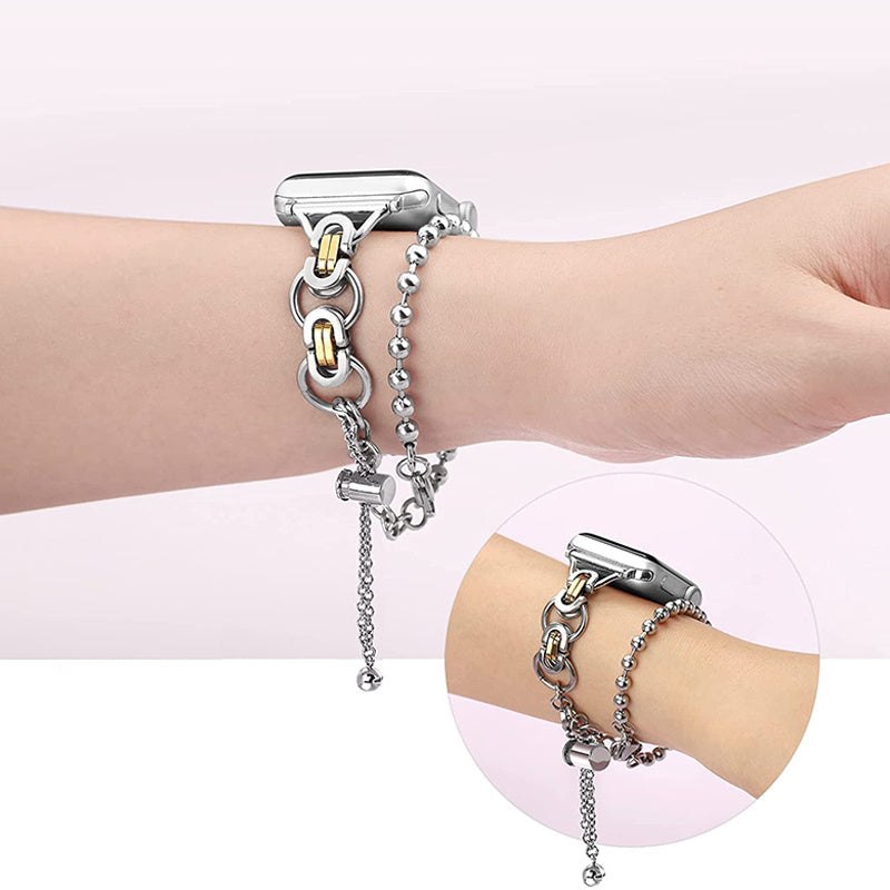 For Apple Watch Series 8 41mm / Series 7 41mm / SE / SE(2022) / SE / SE(2022)(2022) / Series 6 / 5 / 4 40mm / Series 3 / 2 / 1 38mm Watch Band Stainless Steel Bracelet Wristband Strap - Silver / Gold - UNIQBUY