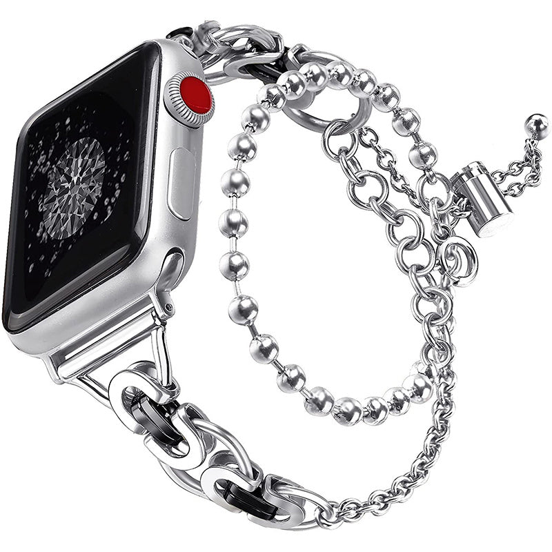 For Apple Watch Series 8 41mm / Series 7 41mm / SE / SE(2022) / SE / SE(2022)(2022) / Series 6 / 5 / 4 40mm / Series 3 / 2 / 1 38mm Watch Band Stainless Steel Bracelet Wristband Strap - Silver / Black - UNIQBUY