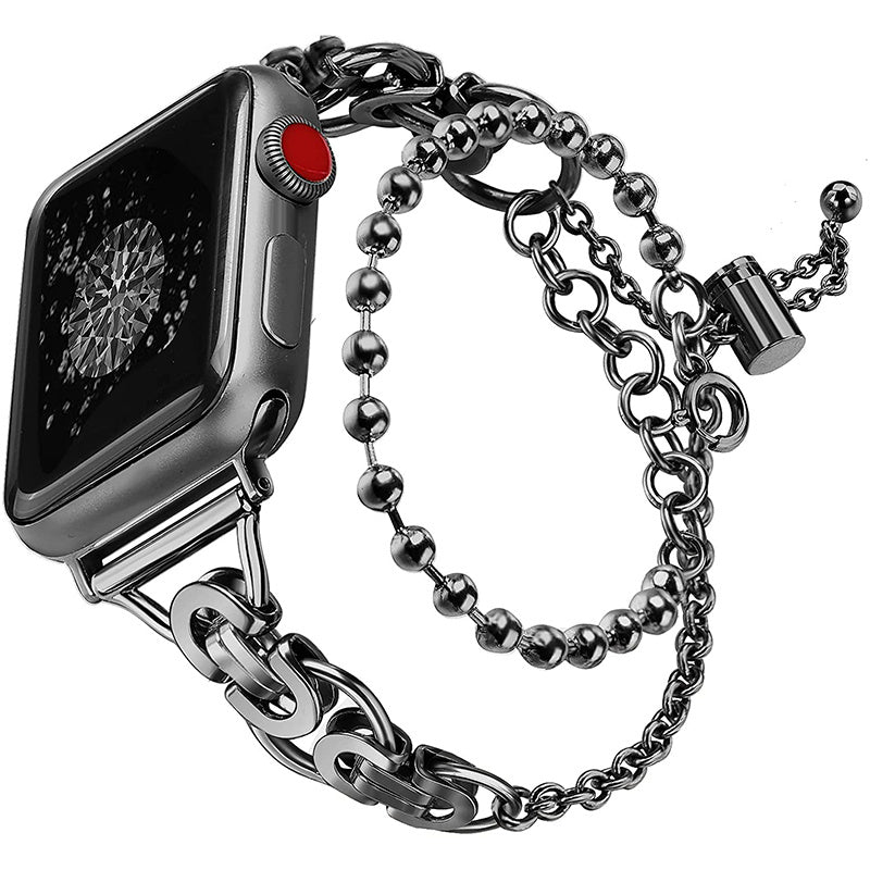 For Apple Watch Series 8 41mm / Series 7 41mm / SE / SE(2022) / SE / SE(2022)(2022) / Series 6 / 5 / 4 40mm / Series 3 / 2 / 1 38mm Watch Band Stainless Steel Bracelet Wristband Strap - Black - UNIQBUY