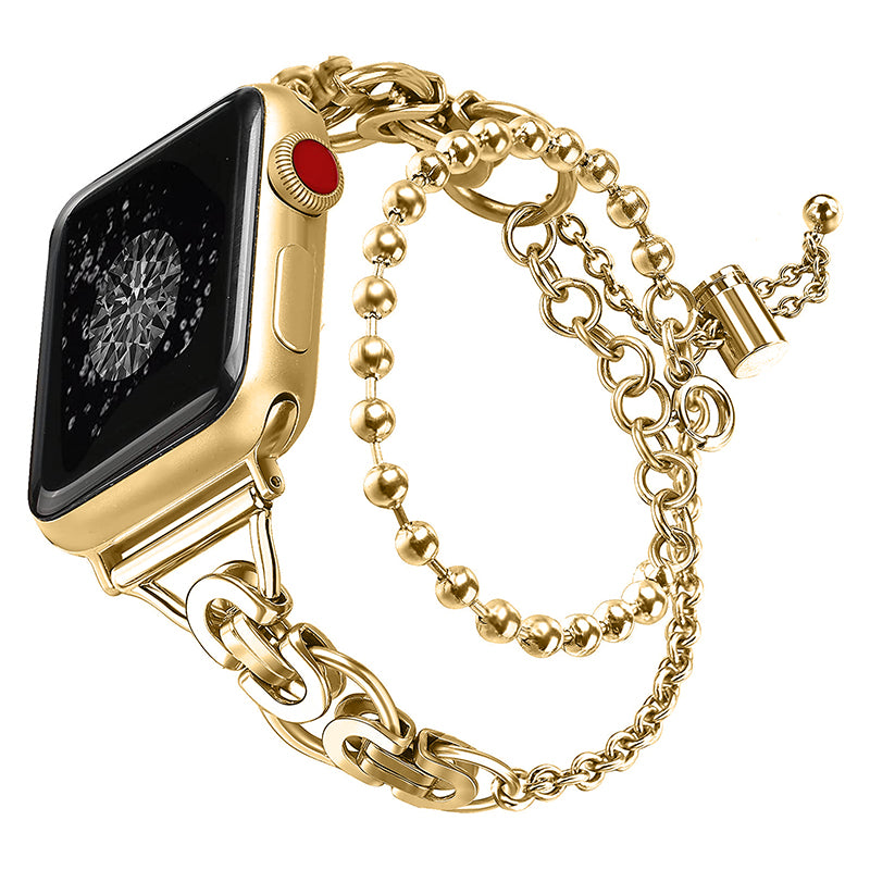 For Apple Watch Series 8 41mm / Series 7 41mm / SE / SE(2022) / Series 6 / 5 / 4 40mm / Series 3 / 2 / 1 38mm Watch Band Stainless Steel Bracelet Wristband Strap - Gold - UNIQBUY