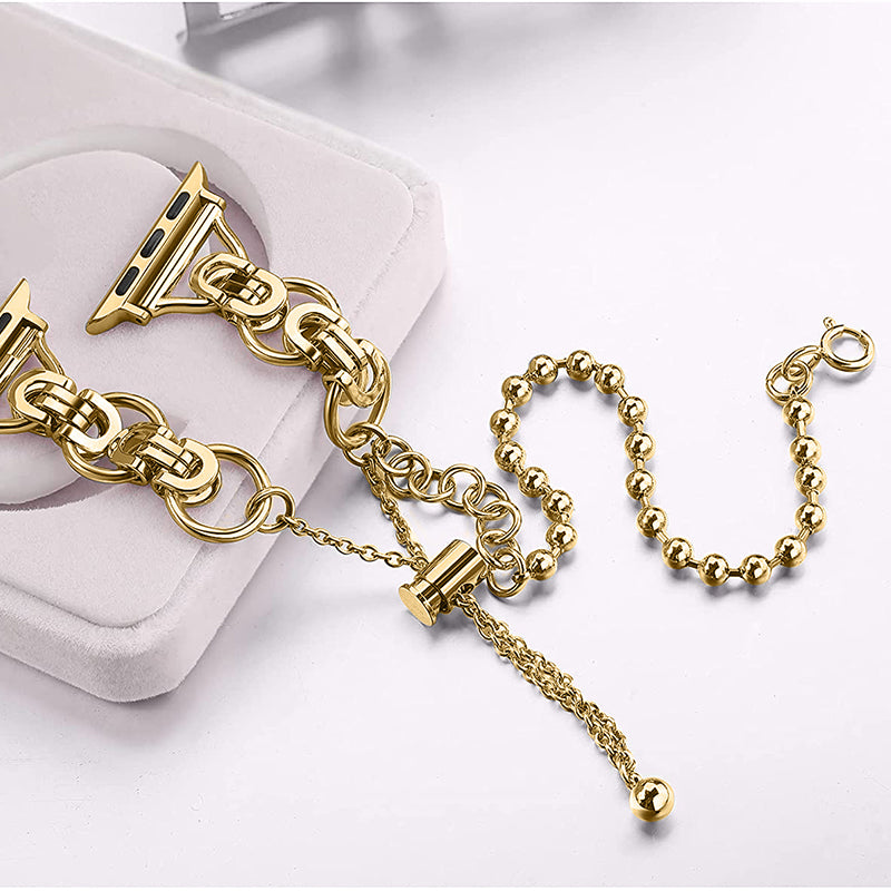 For Apple Watch Series 8 41mm / Series 7 41mm / SE / SE(2022) / Series 6 / 5 / 4 40mm / Series 3 / 2 / 1 38mm Watch Band Stainless Steel Bracelet Wristband Strap - Gold - UNIQBUY