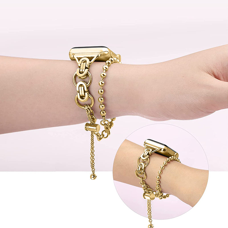 For Apple Watch Series 8 41mm / Series 7 41mm / SE / SE(2022) / Series 6 / 5 / 4 40mm / Series 3 / 2 / 1 38mm Watch Band Stainless Steel Bracelet Wristband Strap - Gold - UNIQBUY