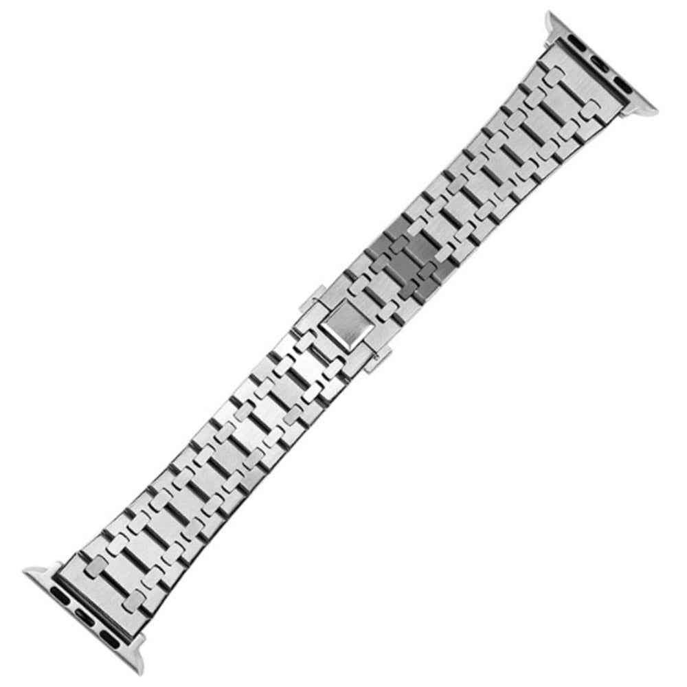 For Apple Watch Series 1 / 2 / 3 42mm / SE 44mm / SE (2022) 44mm / Series 4 / 5 / 6 44mm / Series 7 45mm / Series 8 45mm Stylish Stainless Steel Smart Watch Band Wrist Strap - Silver