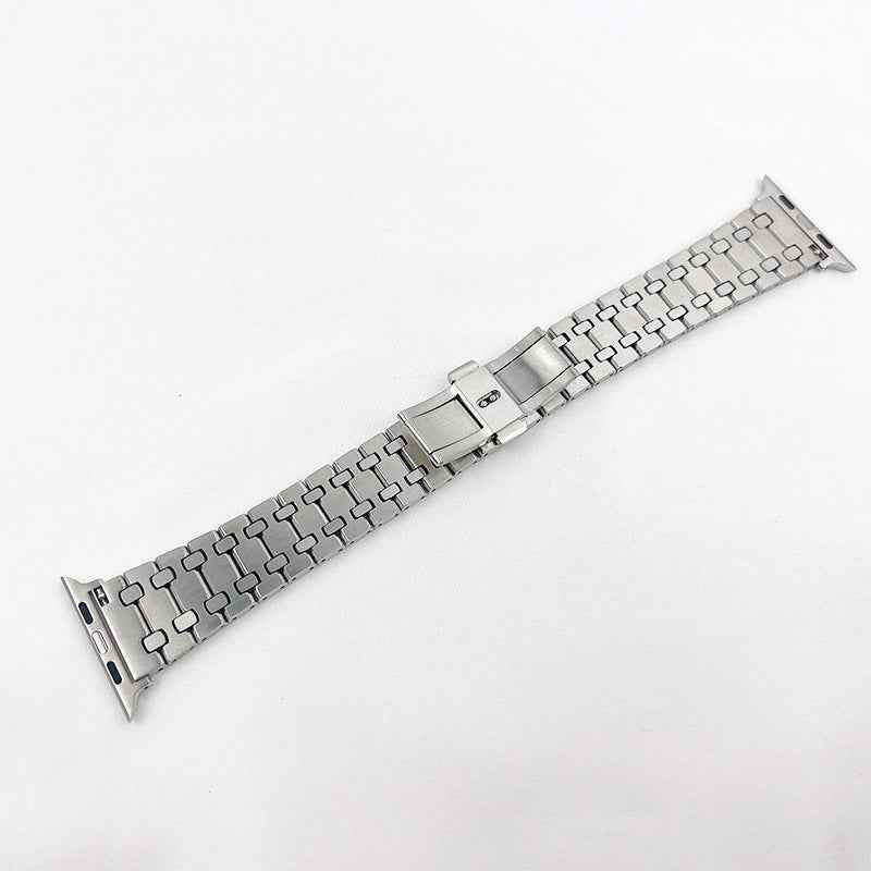 For Apple Watch Series 1 / 2 / 3 42mm / SE 44mm / SE (2022) 44mm / Series 4 / 5 / 6 44mm / Series 7 45mm / Series 8 45mm Stylish Stainless Steel Smart Watch Band Wrist Strap - Silver