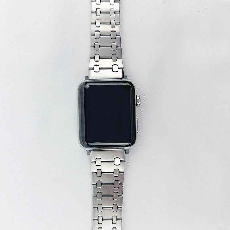 For Apple Watch Series 1 / 2 / 3 42mm / SE 44mm / SE (2022) 44mm / Series 4 / 5 / 6 44mm / Series 7 45mm / Series 8 45mm Stylish Stainless Steel Smart Watch Band Wrist Strap - Silver