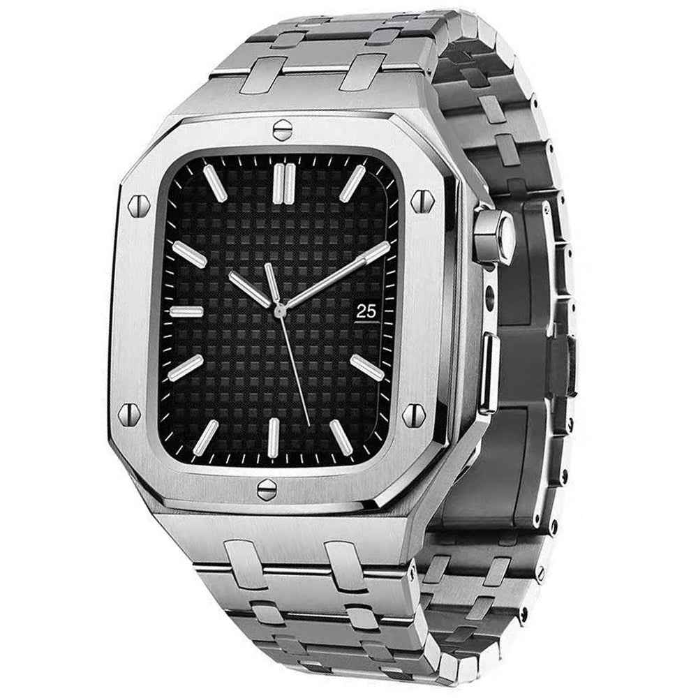 For Apple Watch SE 44mm / SE (2022) 44mm / Series 4 / 5 / 6 44mm Stainless Steel Watch Band Replacement Watch Strap + Anti-scratch Watch Protective Case