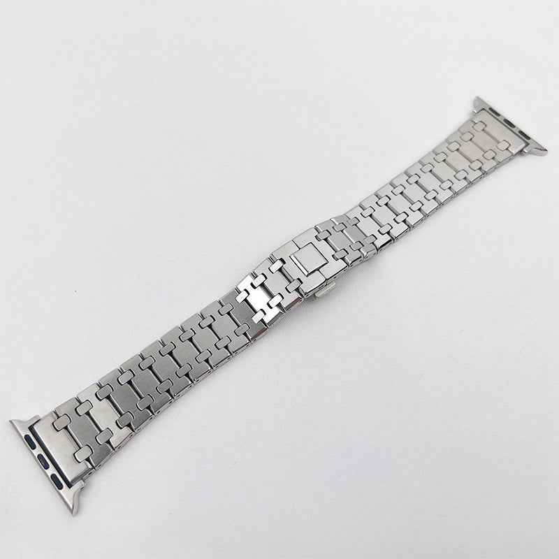 For Apple Watch Series 1 / 2 / 3 38mm / SE / SE(2022) / Series 4 / 5 / 6 40mm / Series 7 41mm Stainless Steel Durable Smart Watch Band Wrist Strap - Silver