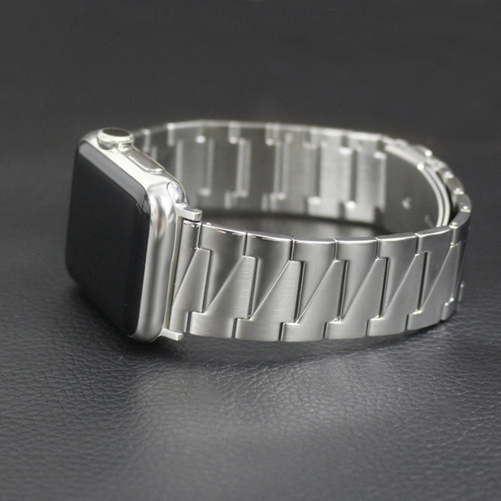 For Apple Watch Series 8 41mm / Series 7 41mm / Watch Series 6 / 5 / 4 / SE / SE(2022) 40mm / Watch Series 1 / 2 / 3 38mm Replacement Strap Stainless Steel Frosted Smartwatch Wrist Band - Silver - UNIQBUY