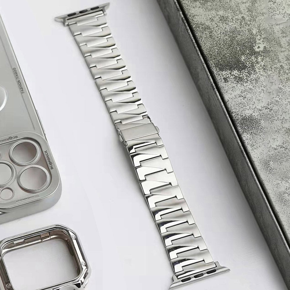 For Apple Watch Series 8 41mm / Series 7 41mm / Watch Series 6 / 5 / 4 / SE / SE(2022) 40mm / Watch Series 1 / 2 / 3 38mm Replacement Strap Stainless Steel Frosted Smartwatch Wrist Band - Silver - UNIQBUY