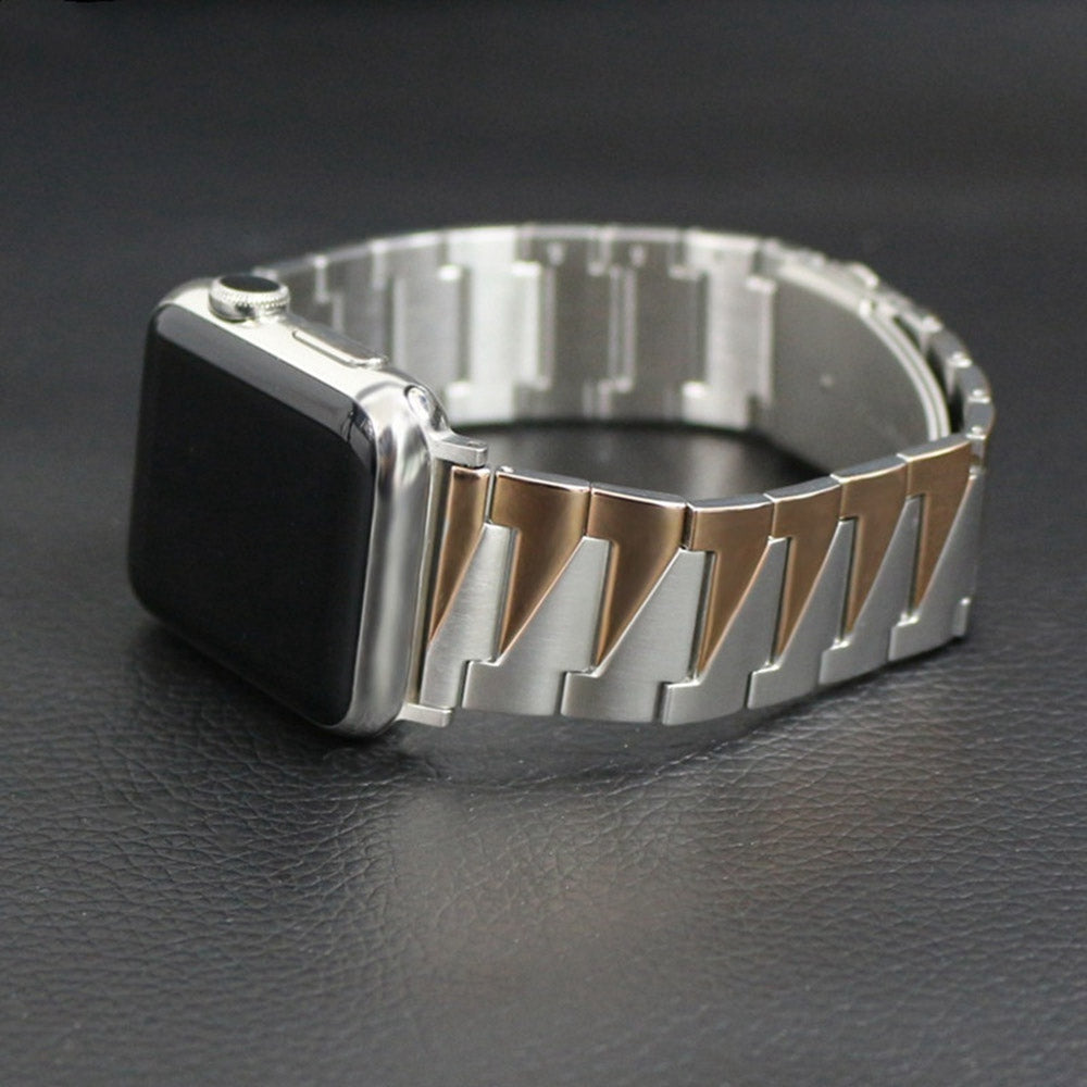 For Apple Watch Series 8 41mm / Series 7 41mm / Watch Series 6 / 5 / 4 / SE / SE(2022) 40mm / Watch Series 1 / 2 / 3 38mm Replacement Strap Stainless Steel Frosted Smartwatch Wrist Band - Silver / Rose Gold - UNIQBUY