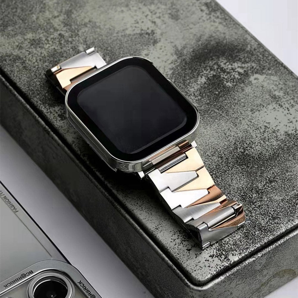 For Apple Watch Series 8 41mm / Series 7 41mm / Watch Series 6 / 5 / 4 / SE / SE(2022) 40mm / Watch Series 1 / 2 / 3 38mm Replacement Strap Stainless Steel Frosted Smartwatch Wrist Band - Silver / Rose Gold - UNIQBUY
