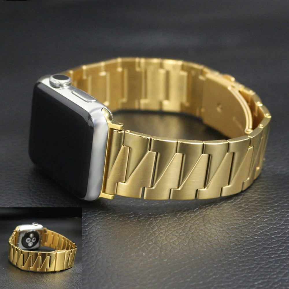 For Apple Watch Series 8 41mm / Series 7 41mm / Watch Series 6 / 5 / 4 / SE / SE(2022) 40mm / Watch Series 1 / 2 / 3 38mm Replacement Strap Stainless Steel Frosted Smartwatch Wrist Band - Gold - UNIQBUY